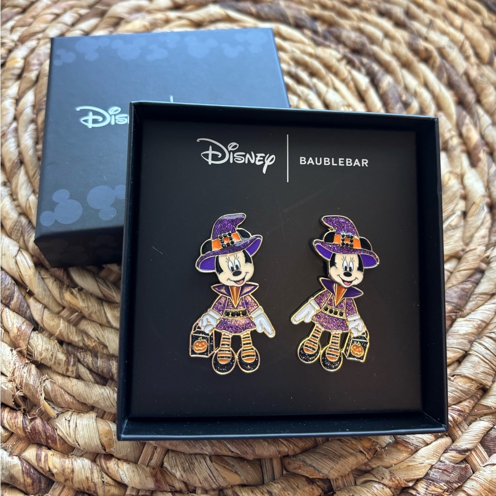 Disney X Baublebar Minnie Mouse Purple Witch Costume Stud Earrings NWT NIB